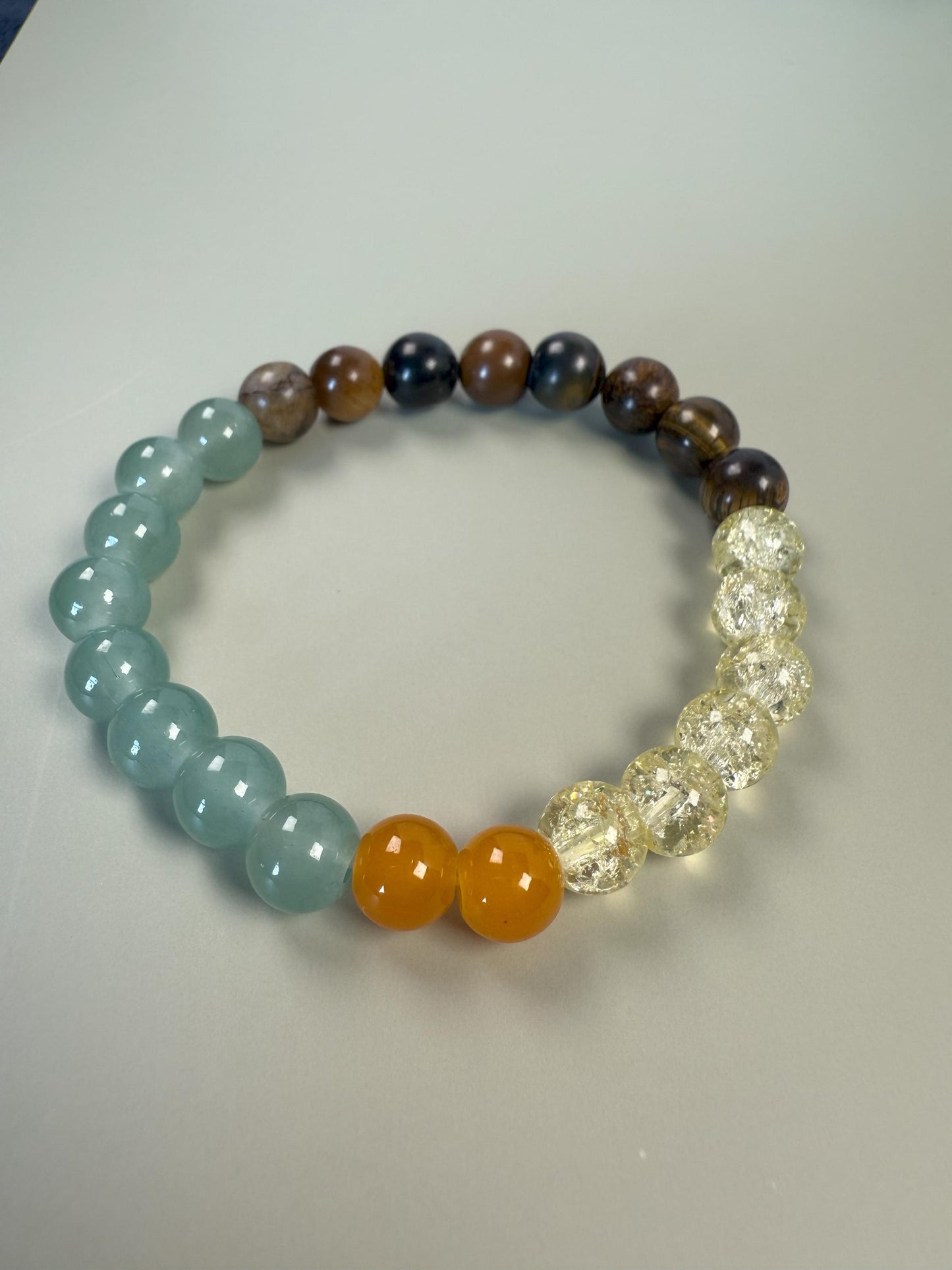 Aventurine, Citrine & Tiger's Eye Quartz Bracelet: Mother-Daughter Gift, Birthstone Jewelry for Couples