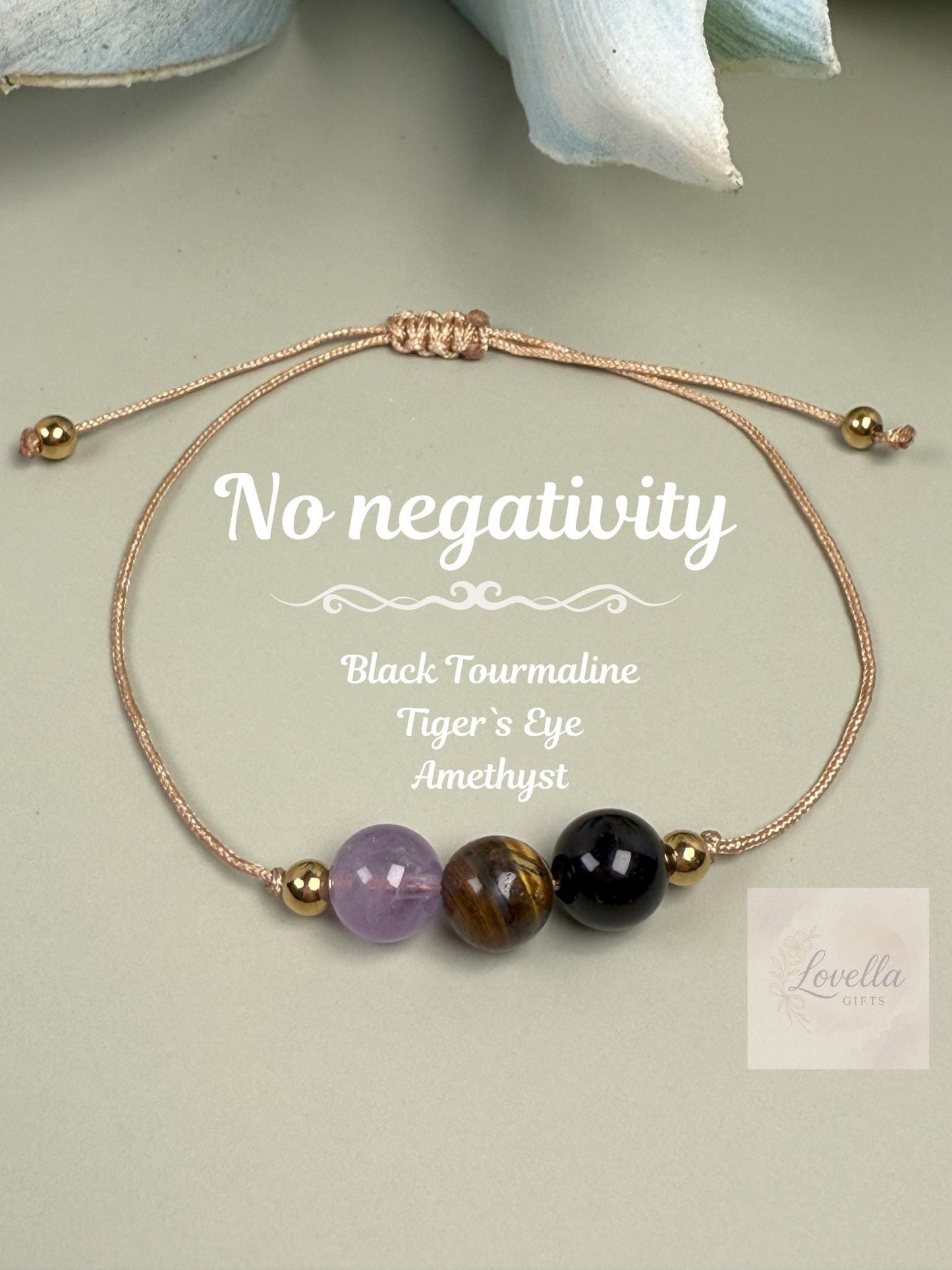 No negativity 3 bead bracelet, Negativity removal beige bracelet, Energy protection neutral bracelet, Negative energy block, Go away evil