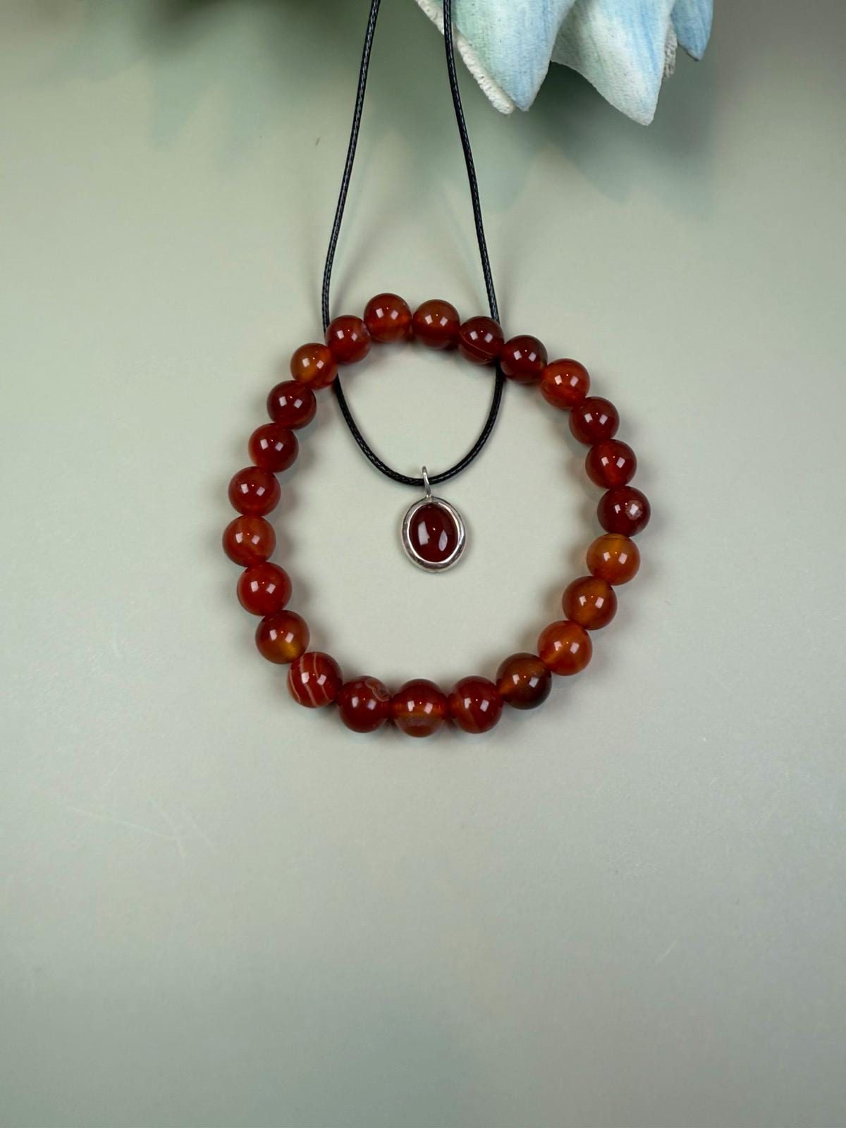 Oval Carnelian necklace, Y2K necklace, Protection necklace, Carnelian pendant necklace, Black string necklace, Oval pendant, Black cord