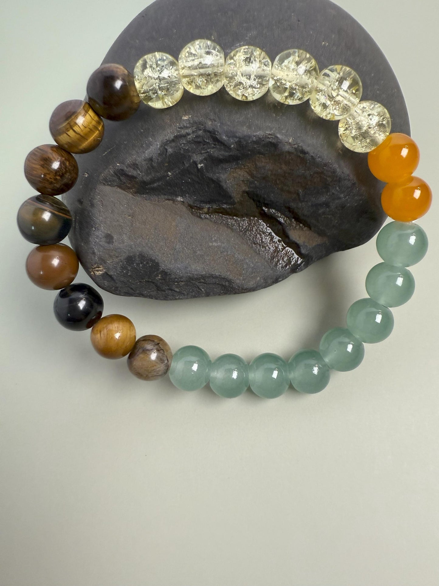Aventurine, Citrine & Tiger's Eye Quartz Bracelet: Mother-Daughter Gift, Birthstone Jewelry for Couples