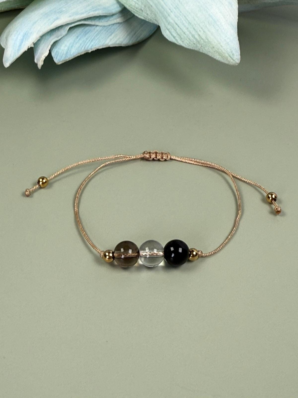 Beaded bracelet, smoky quartz, clear quartz, Healing crystals, Protection bracelet, beaded bracelets, bracelet for women, crystal bracelet, chakra bracelet,gemstone bracelet, Evil Eye bracelet, Big sister gift, thank you gift