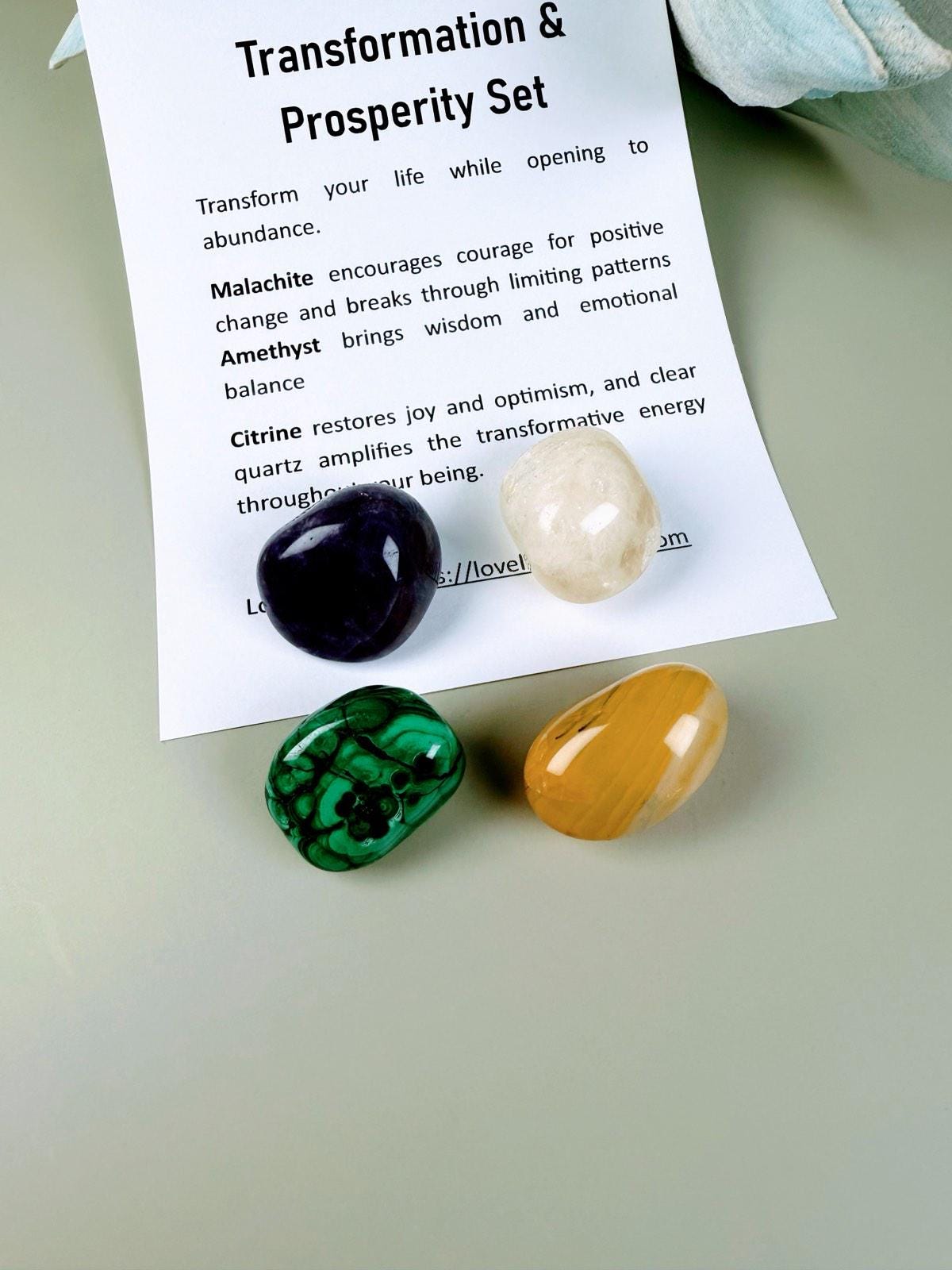 Grief & Abundance Crystal Set: Prosperity Tumble Stones for Emotional Support