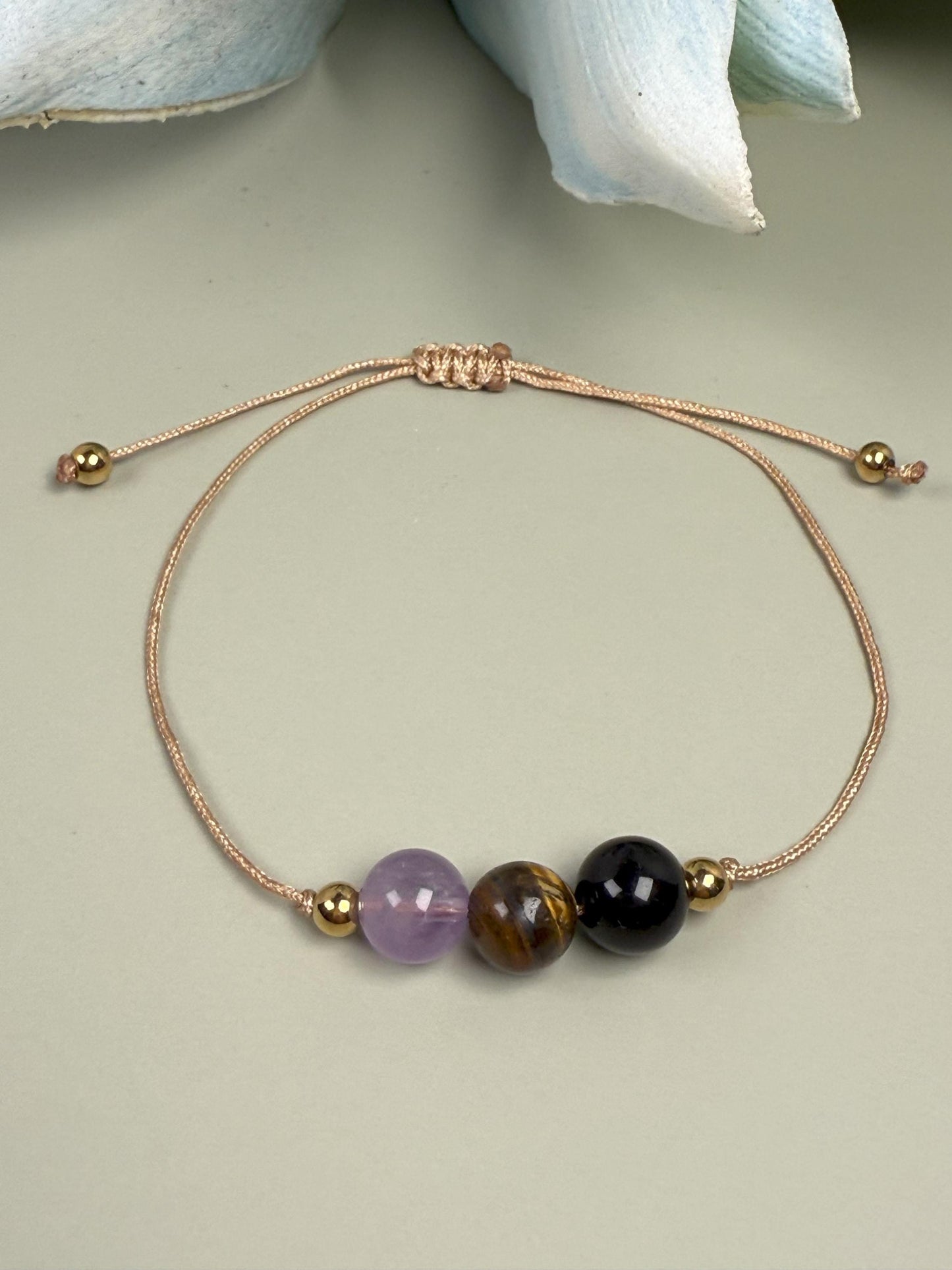 No negativity 3 bead bracelet, Negativity removal beige bracelet, Energy protection neutral bracelet, Negative energy block, Go away evil