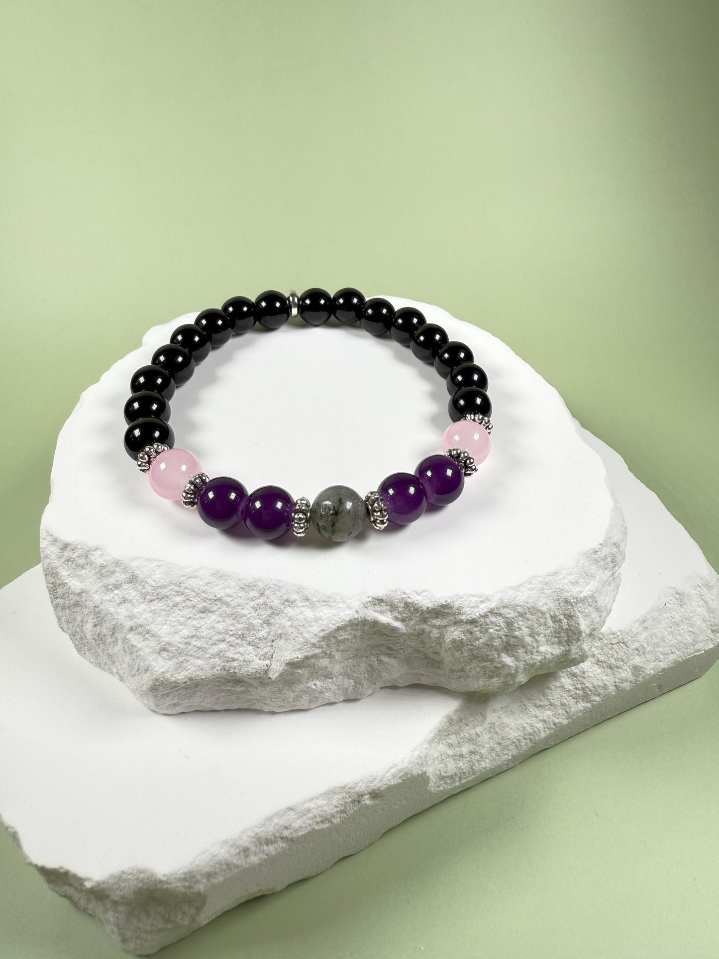 Amethyst Bracelet for Mom Bracelet for Sister 30th Birthday Gift Black Tourmaline Protection Beaded Gemstone Bracelet for Grandma Friendship