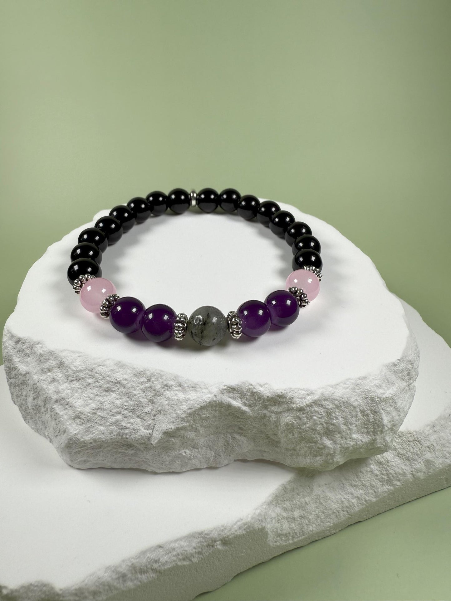 Amethyst Bracelet for Mom Bracelet for Sister 30th Birthday Gift Black Tourmaline Protection Beaded Gemstone Bracelet for Grandma Friendship