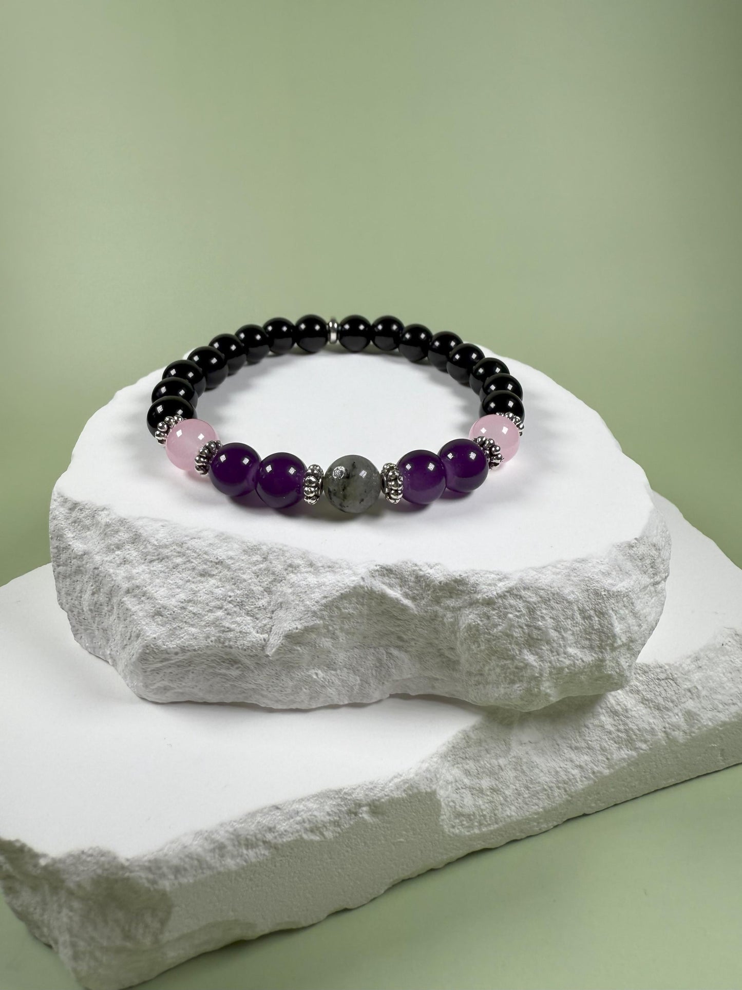 Amethyst Bracelet for Mom Bracelet for Sister 30th Birthday Gift Black Tourmaline Protection Beaded Gemstone Bracelet for Grandma Friendship