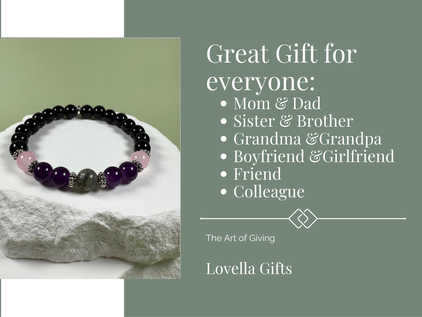 Amethyst Bracelet for Mom Bracelet for Sister 30th Birthday Gift Black Tourmaline Protection Beaded Gemstone Bracelet for Grandma Friendship