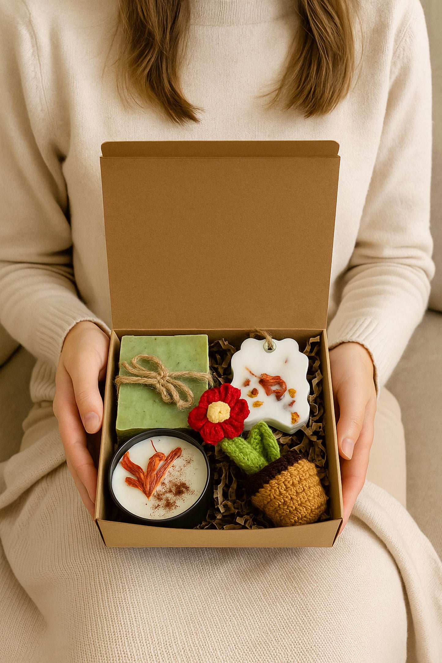 eco friendly self care, natural spa gift box, handmade soap set, candle gift box, botanical sachet gift, zero waste spa gift, eco pampering gift, green gift set, natural bath box, eco friendly gift her, relaxing self care set, eco holiday gift, sustainable spa kit