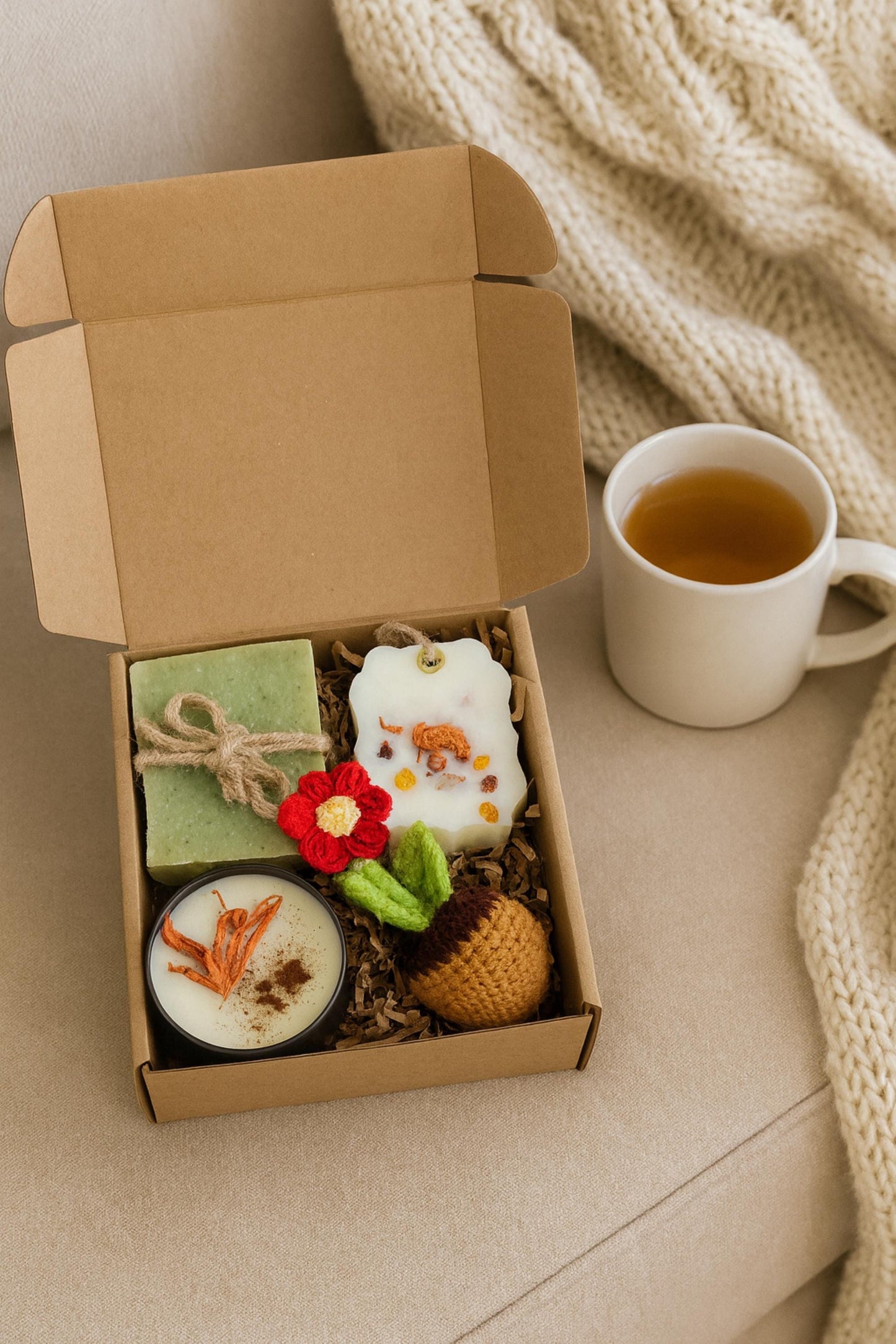 eco friendly self care, natural spa gift box, handmade soap set, candle gift box, botanical sachet gift, zero waste spa gift, eco pampering gift, green gift set, natural bath box, eco friendly gift her, relaxing self care set, eco holiday gift, sustainable spa kit