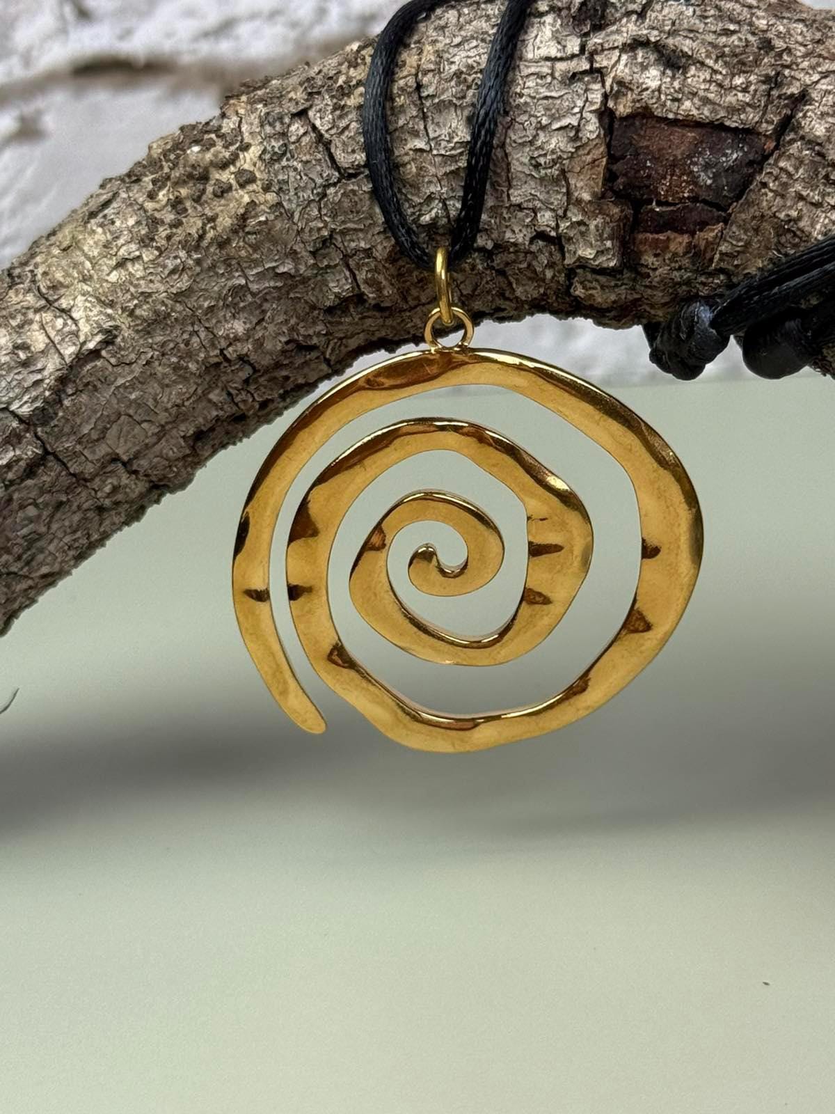 Swirl Y2K necklace, Spiral necklace, Protection necklace, Gift for daughter, Black cord choker, Round necklace, Girlfriend necklace, Adjustable Necklace,   Adjustable length, Sister Gift