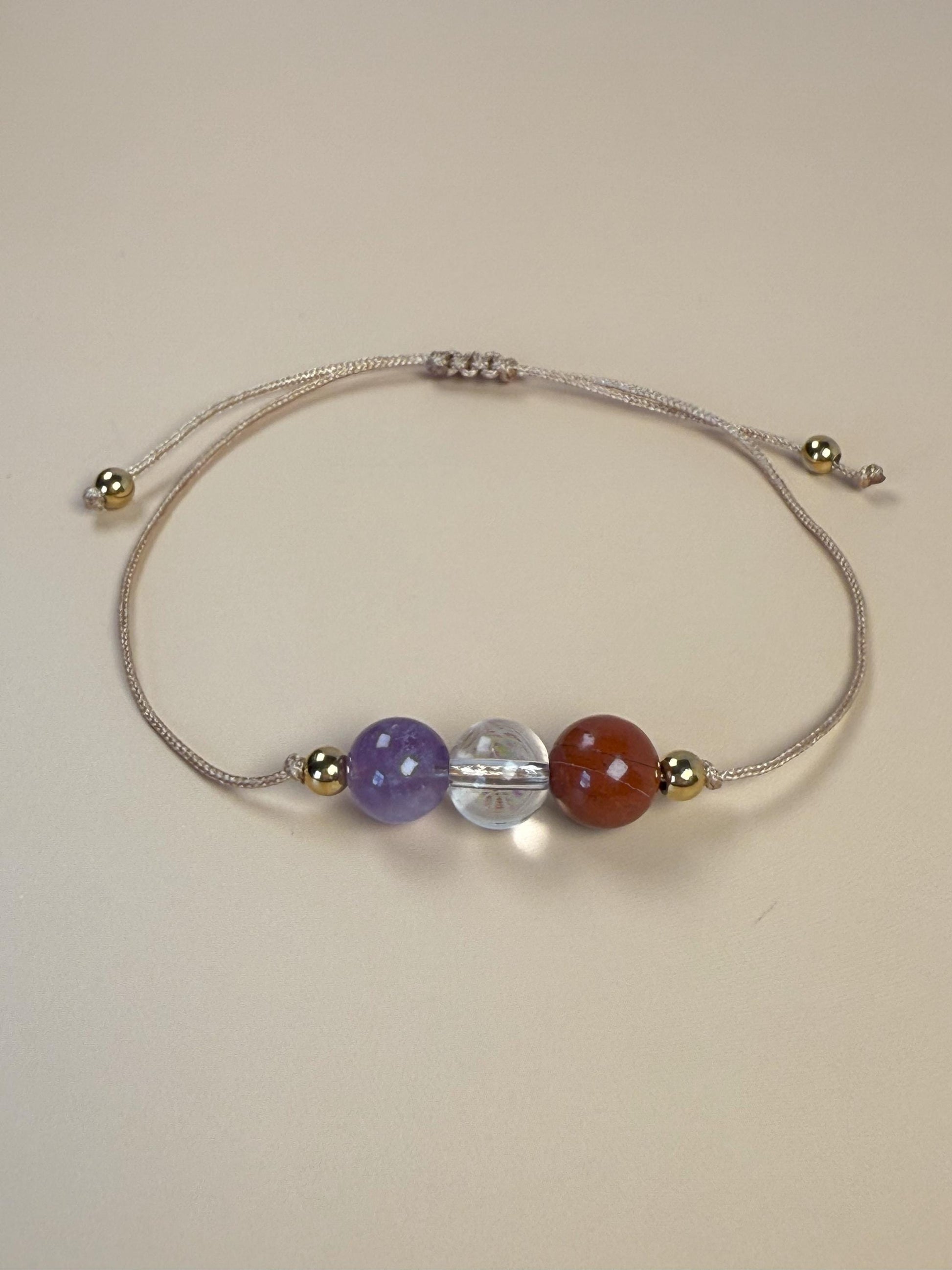 Get well soon gift, Amethyst Jasper thin adjustable bracelet, Get well soon beaded bracelet, Chronic Illness friendship Quartz bracelet