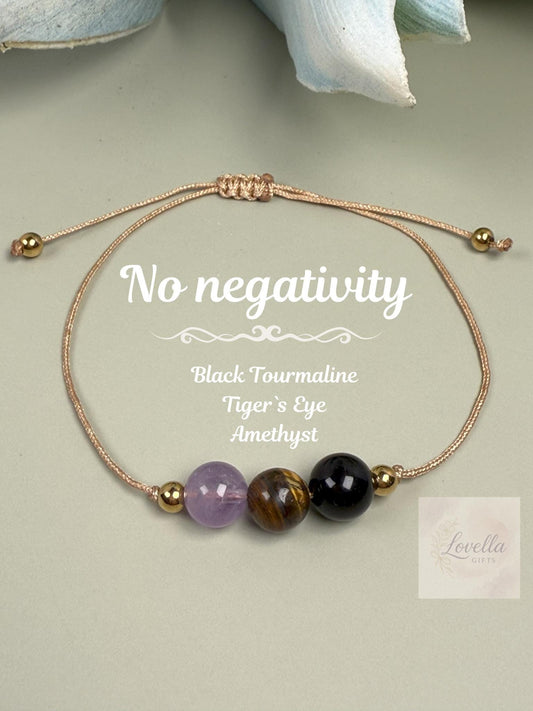 No negativity 3 bead bracelet, Negativity removal beige bracelet, Energy protection neutral bracelet, Negative energy block, Go away evil