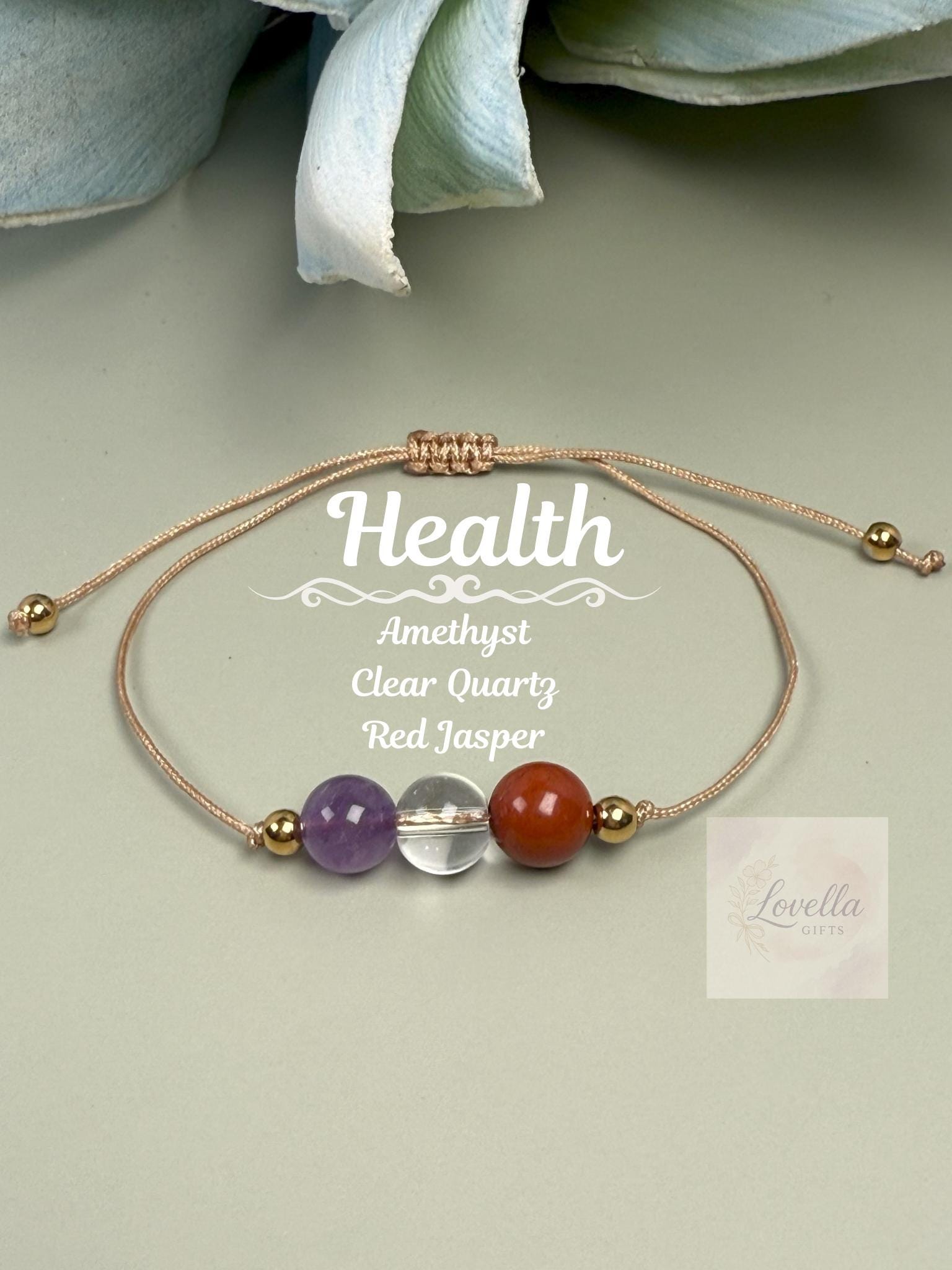 Get well soon gift, Amethyst Jasper thin adjustable bracelet, Get well soon beaded bracelet, Chronic Illness friendship Quartz bracelet