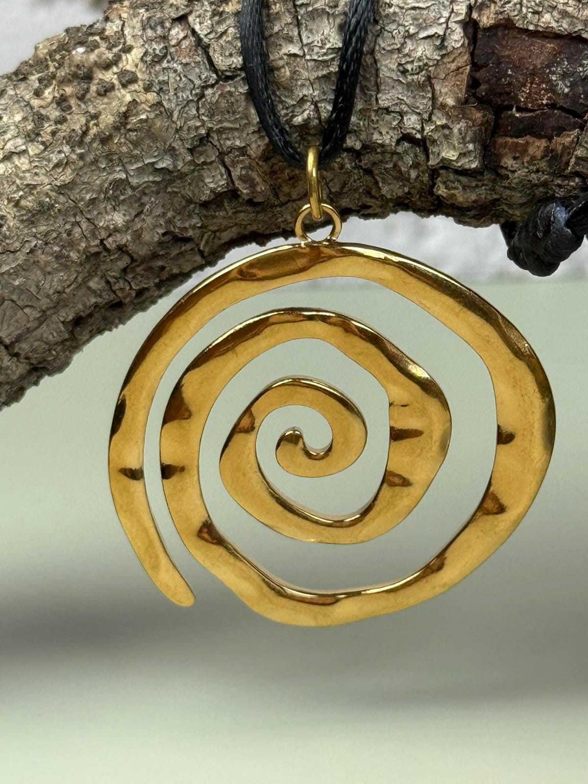 Swirl Y2K necklace, Spiral necklace, Protection necklace, Gift for daughter, Black cord choker, Round necklace, Girlfriend necklace, Adjustable Necklace,   Adjustable length, Sister Gift