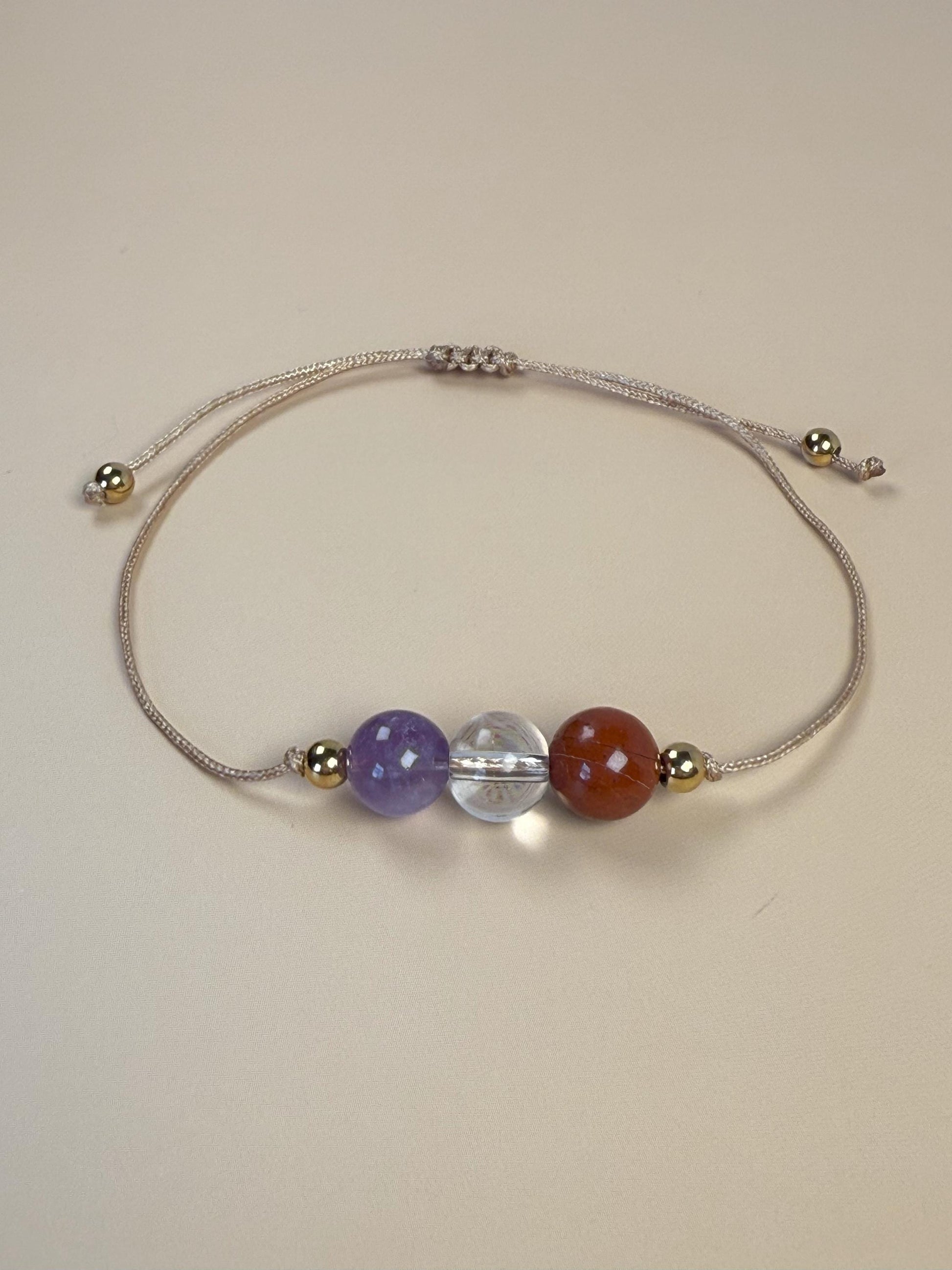 Get well soon gift, Amethyst Jasper thin adjustable bracelet, Get well soon beaded bracelet, Chronic Illness friendship Quartz bracelet