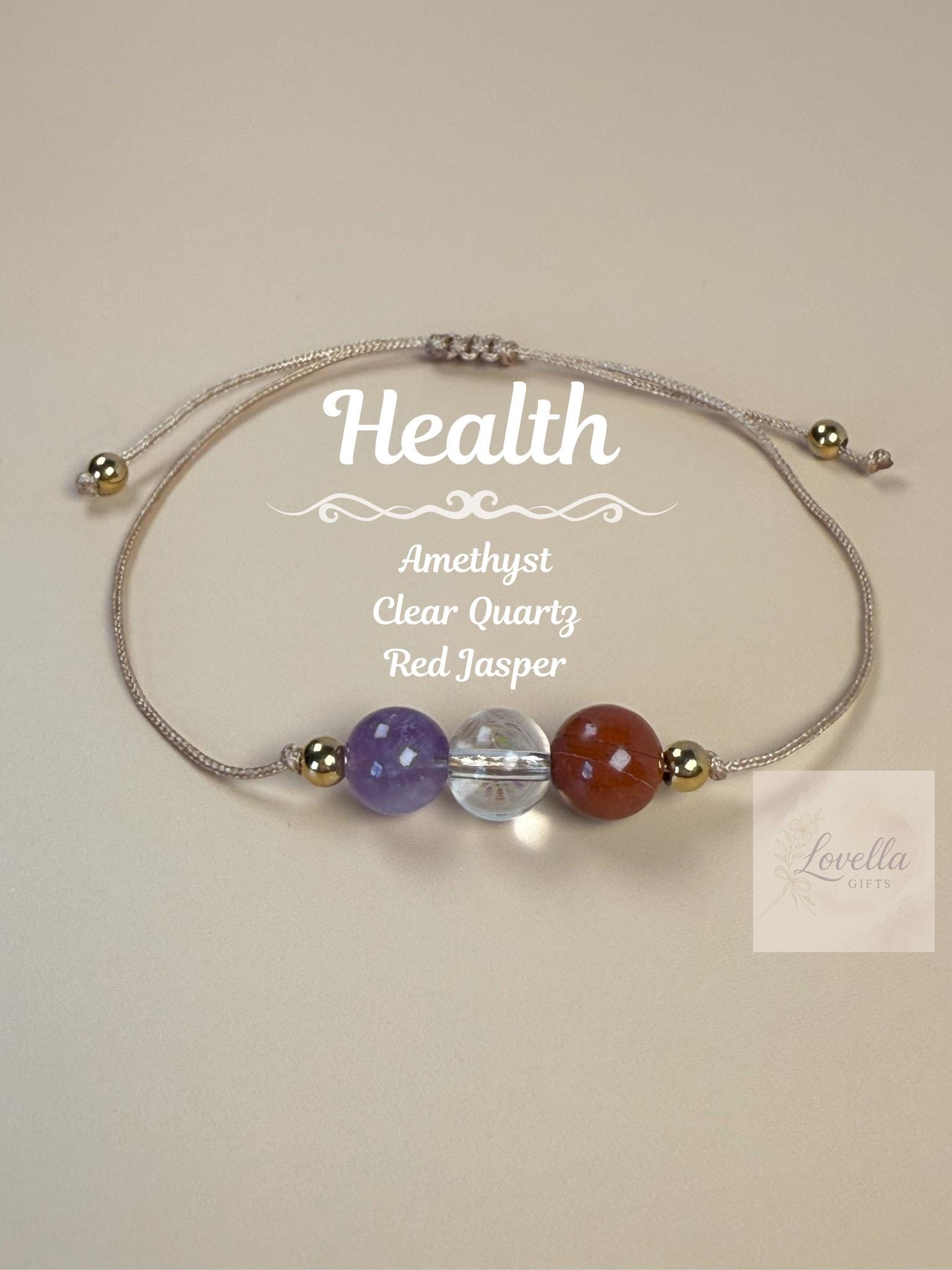 Get well soon gift, Amethyst Jasper thin adjustable bracelet, Get well soon beaded bracelet, Chronic Illness friendship Quartz bracelet