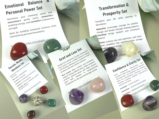Grief & Abundance Crystal Set: Prosperity Tumble Stones for Emotional Support
