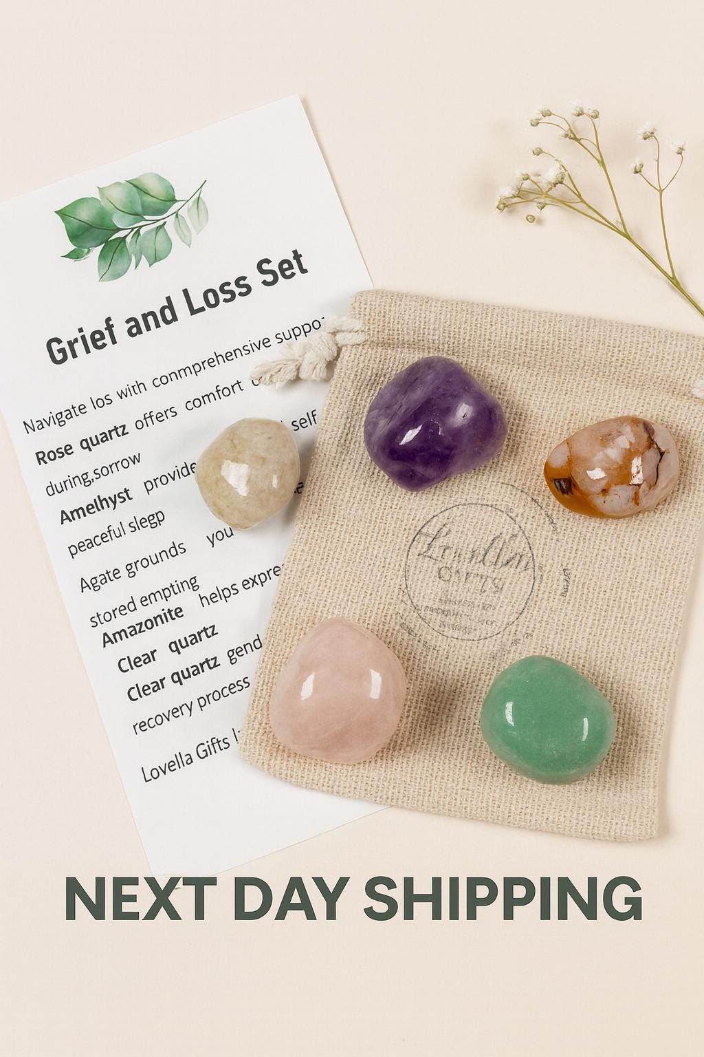 Grief and Loss Set Healing Crystals for Grief and Loss Memorial Bereavement Gift Set Celebration of Life Calming Crystal Stress Relief