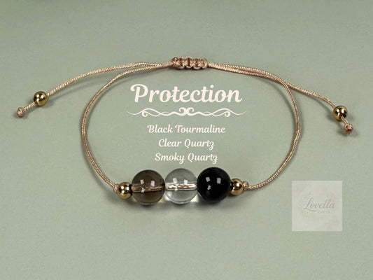 Beaded bracelet, smoky quartz, clear quartz, Healing crystals, Protection bracelet, beaded bracelets, bracelet for women, crystal bracelet, chakra bracelet, gemstone bracelet, Evil Eye bracelet, Big sister gift,   thank you gift