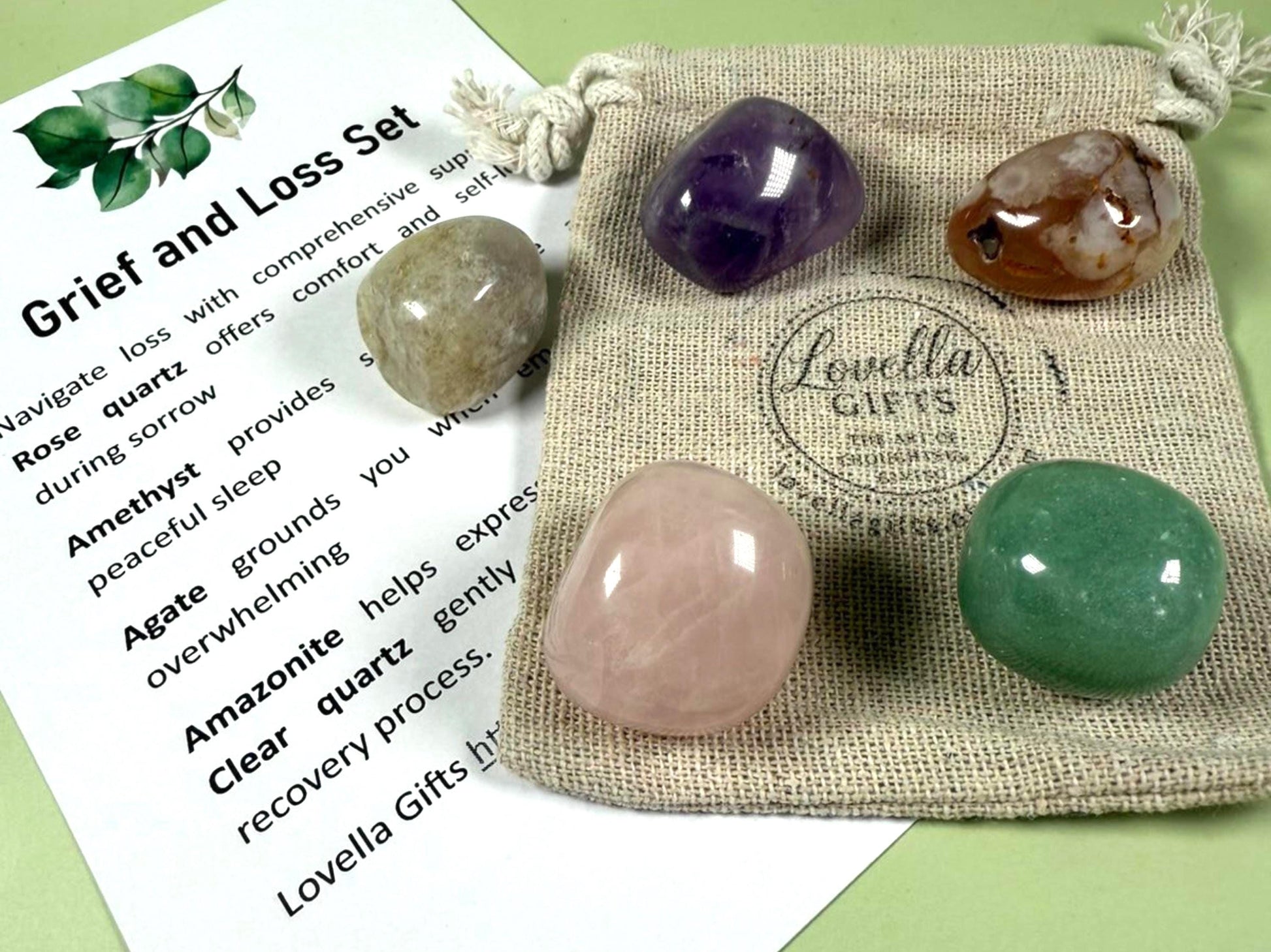 Grief and Loss Set Healing Crystals for Grief and Loss Memorial Bereavement Gift Set Celebration of Life Calming Crystal Stress Relief