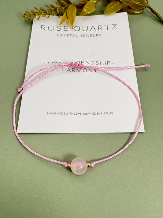 Rose Quartz Dainty Adjustable bracelet, Friendship bracelet, Protection bracelet, mom bracelet, rose quartz, women bracelet, 25th birthday gift, daughter gift, minimalist bracelet, gemstone bracelet, bead bracelet