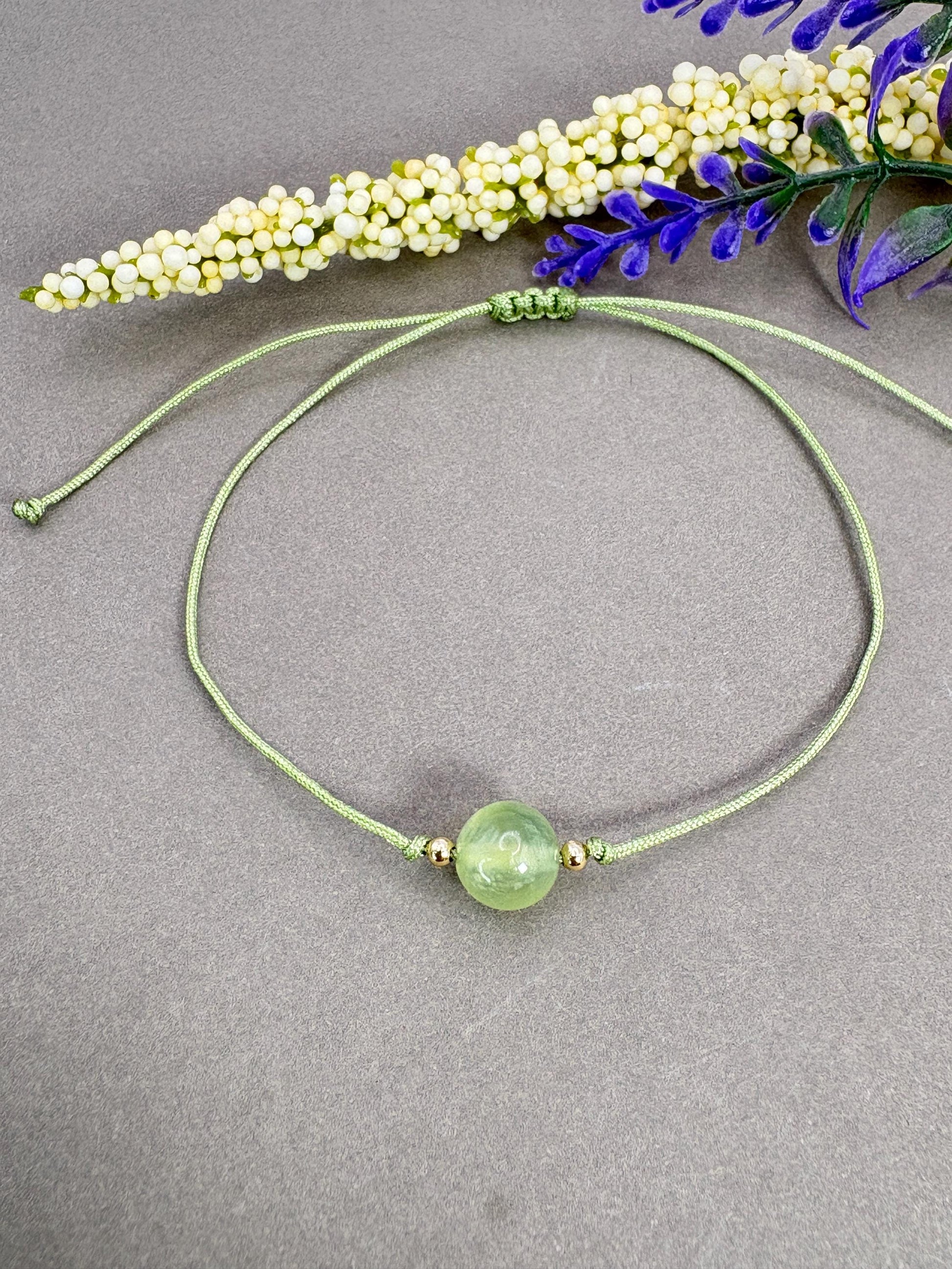 Prehnite Beaded bracelet,Healing crystal, crystal bracelet, dainty bracelet, Protection Bracelet, sister gift, best friend gift, Birthstone bracelet, Adjustable bracelet, daughter gift, bead bracelet, Friendship bracelet