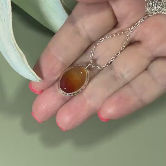 Carnelian Evil Eye Sterling Silver Pendant: Y2K Birthstone Jewelry