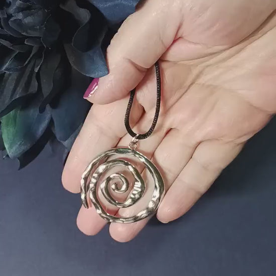 Swirl Statement Necklace: Sacred Geometry Y2K Alloy Pendant