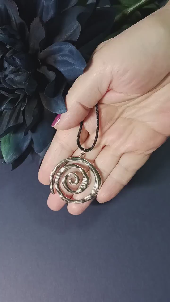 Swirl Statement Necklace: Sacred Geometry Y2K Alloy Pendant