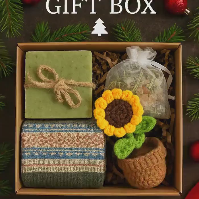 Small Christmas Gift Box, Handmade Soap, Bath Salt, Self Care Package, Thinking of You