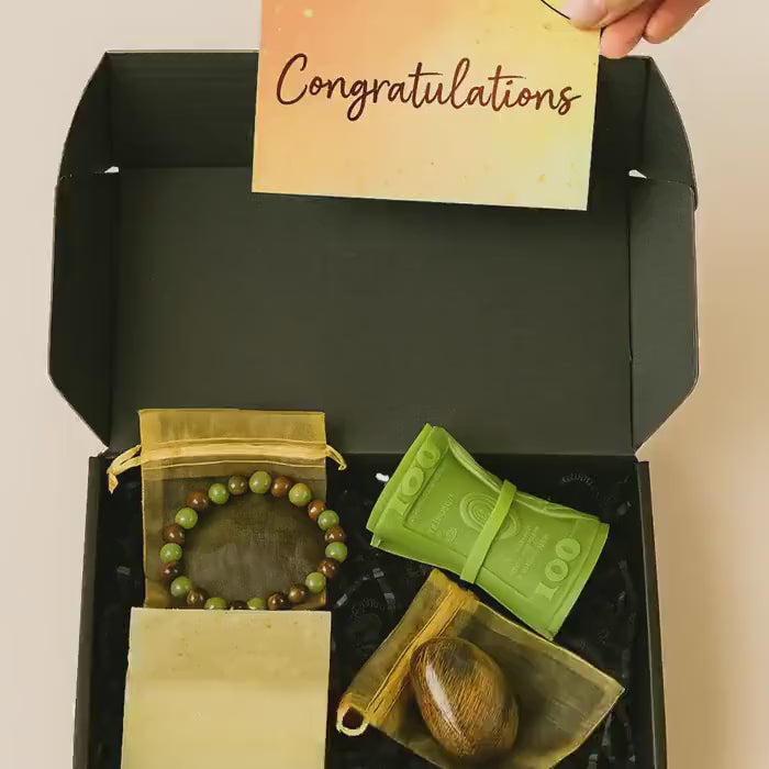 Mens Gift Box – Wealth & Prosperity Bracelet – Relaxation, Abundance Crystals, Wellness Self Care Set