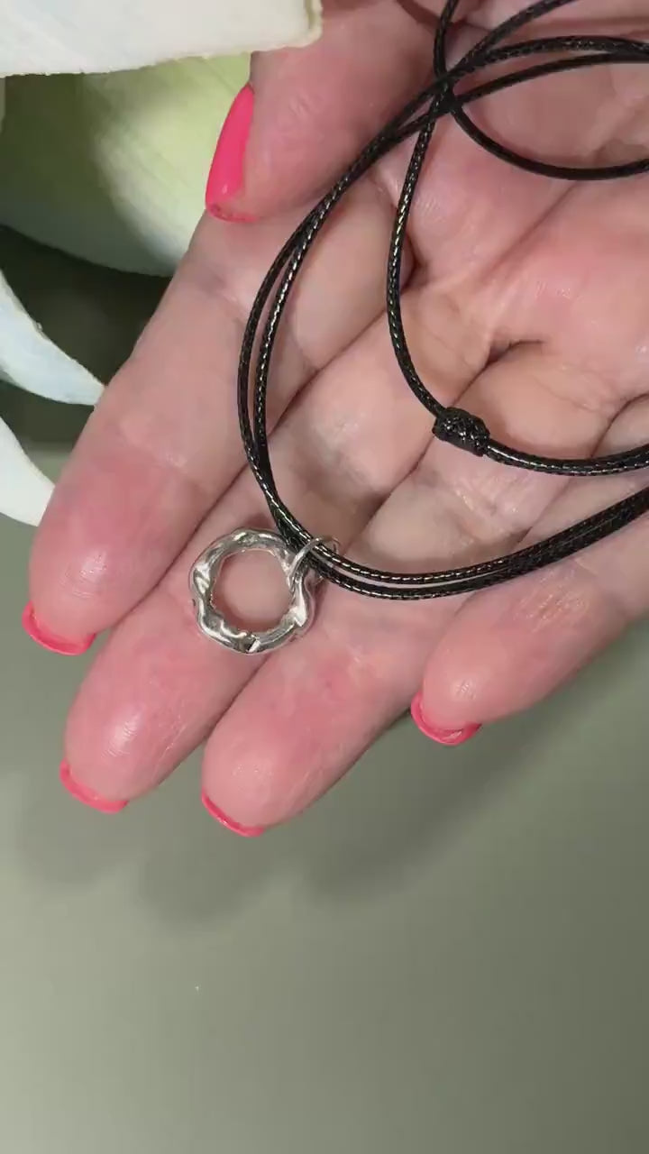 Sterling Silver Evil Eye Circle Necklace: Waterproof Protection Jewelry