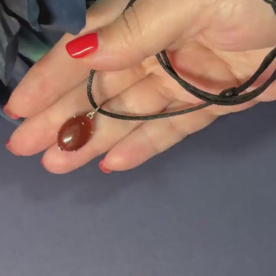 Adjustable Carnelian Sterling Silver Necklace: Y2K Estate Jewelry