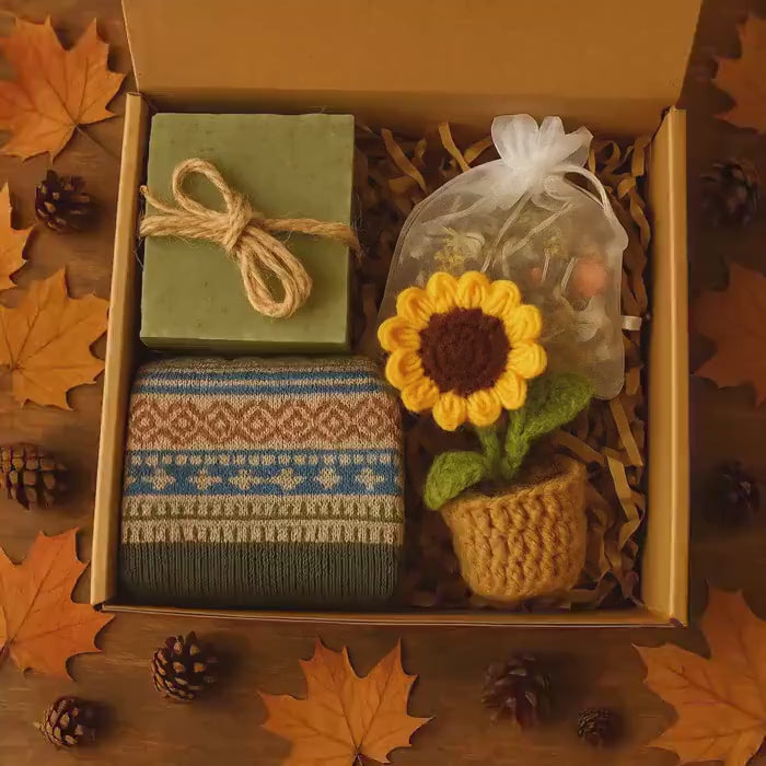 Fall Gift Box, Handmade Soap, Socks, Bath Salt, Cheer Up Packages, Get well Soon