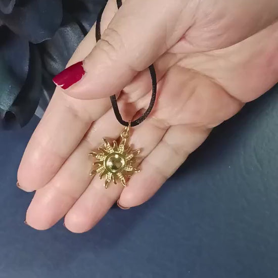 Gold Sun Pendant Necklace: Y2K Friendship, Sacred Geometry