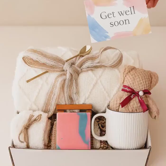 Get Well Soon Self Care Box – Handmade Soap, Candle, Thinking of you Spa Set