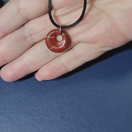 Agate Circle Charm Necklace: Protection Crystal, Adjustable Cord