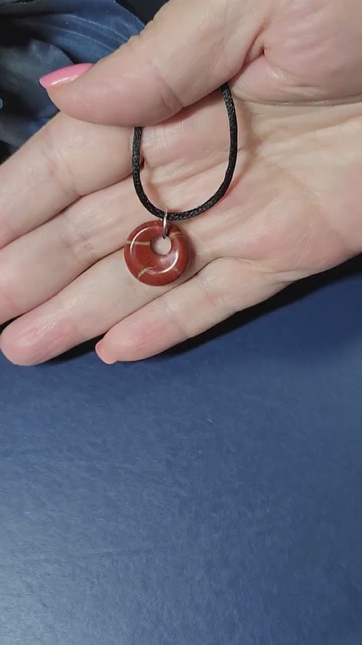 Agate Circle Charm Necklace: Protection Crystal, Adjustable Cord